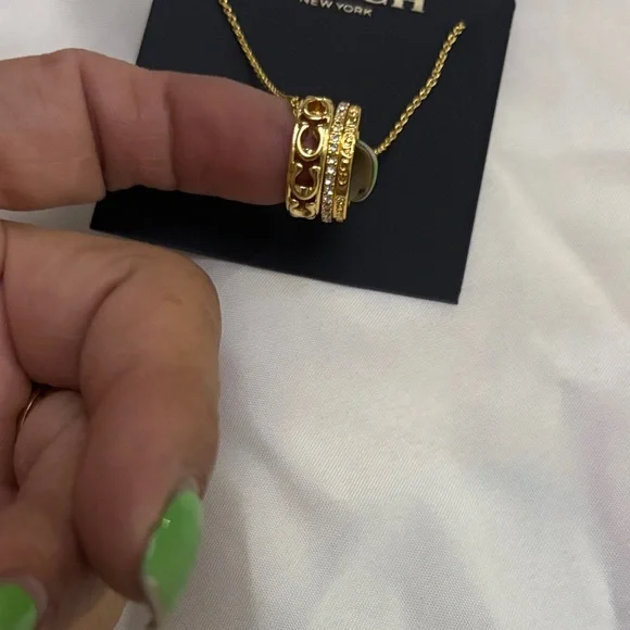 Coach Gold Triple Ring Pendant Necklace - Picture 3 of 5